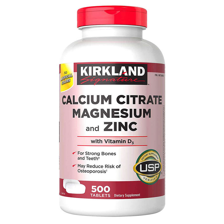 Viên uống hỗ trợ xương khớp Kirkland Calcium Citrate Magnesium and Zinc 500 viên