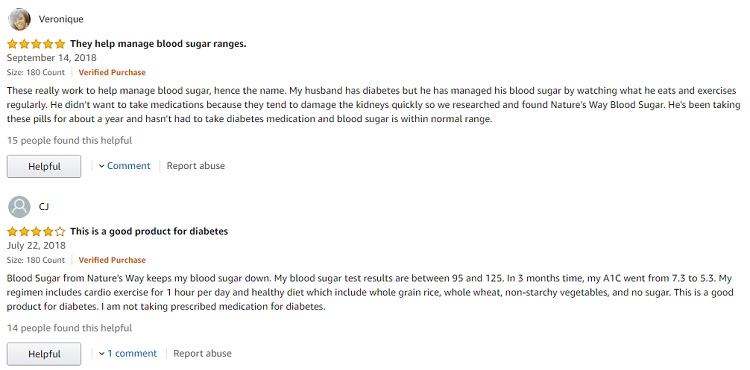 Phản hồi từ phía khách hàng dùng viên uống Blood Sugar Nature's Way 1