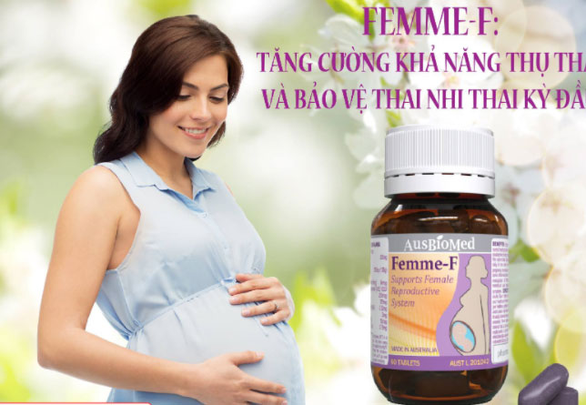 Femme-F hỗ trợ bổ sung các Vita-min và chất khoáng thiết yếu tốt cho sức khỏe sinh sản nữ và bảo vệ thai nhi đầu thai kỳ