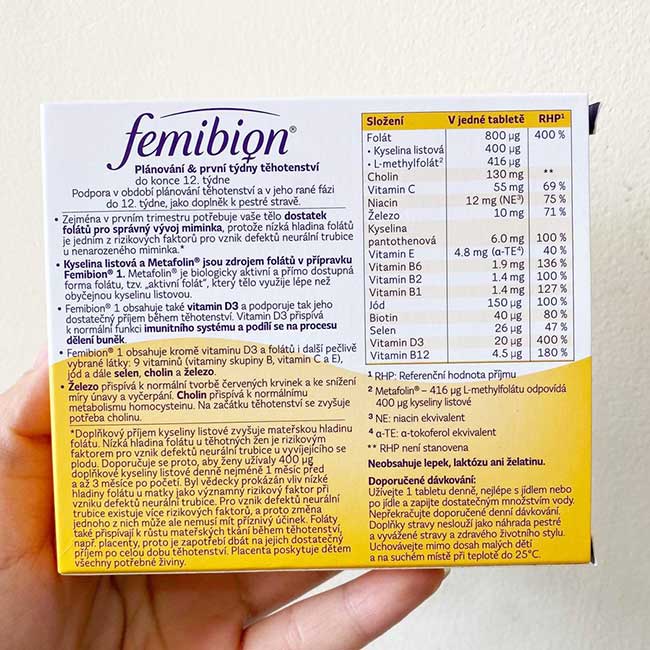 Thành phần của vita-min tổng hợp Femibion 1